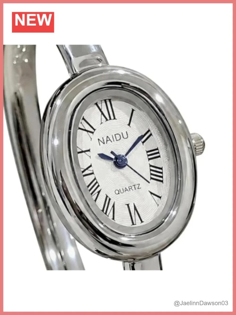 Elegant Gold-Tone Stainless Steel Bangle Watch with Oval Roman Numeral Dial